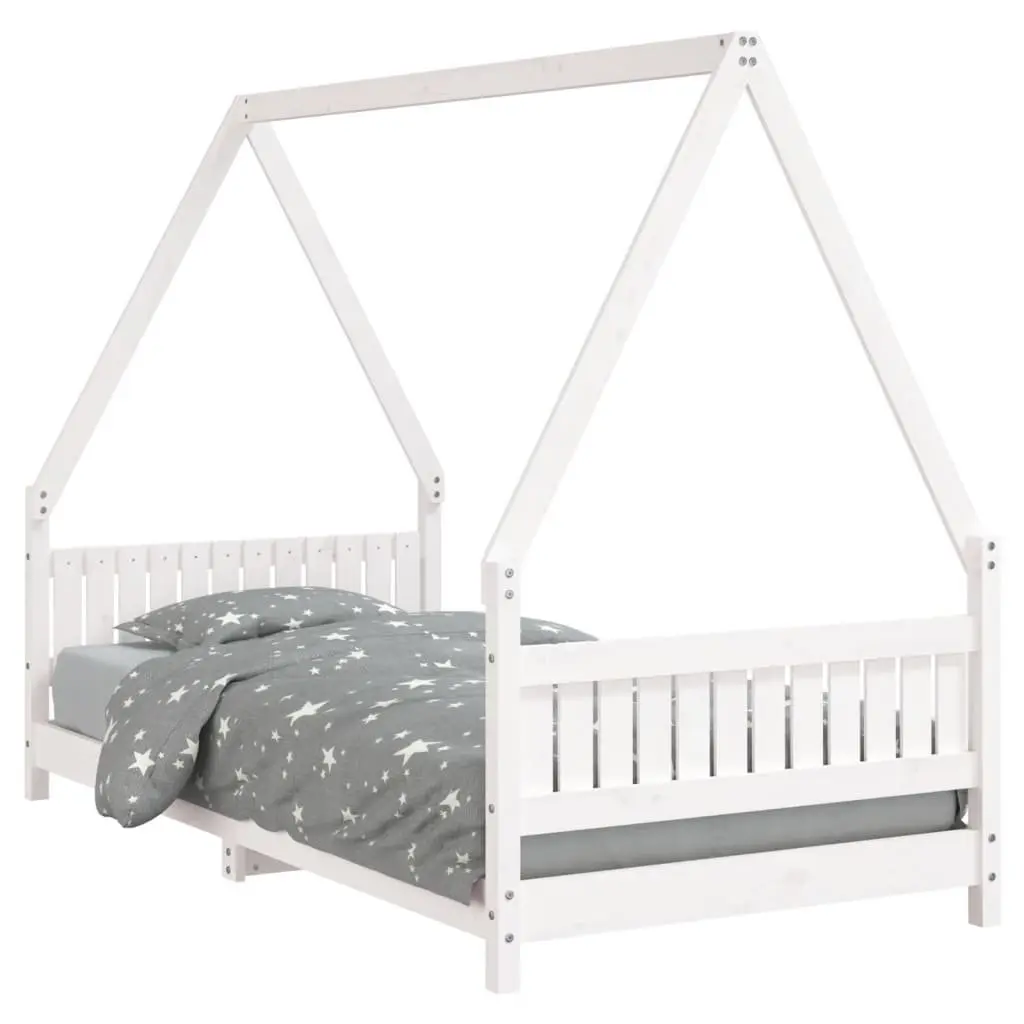 Kids Bed Frame White 90x190 cm Solid Wood Pine House Design Low Toddler