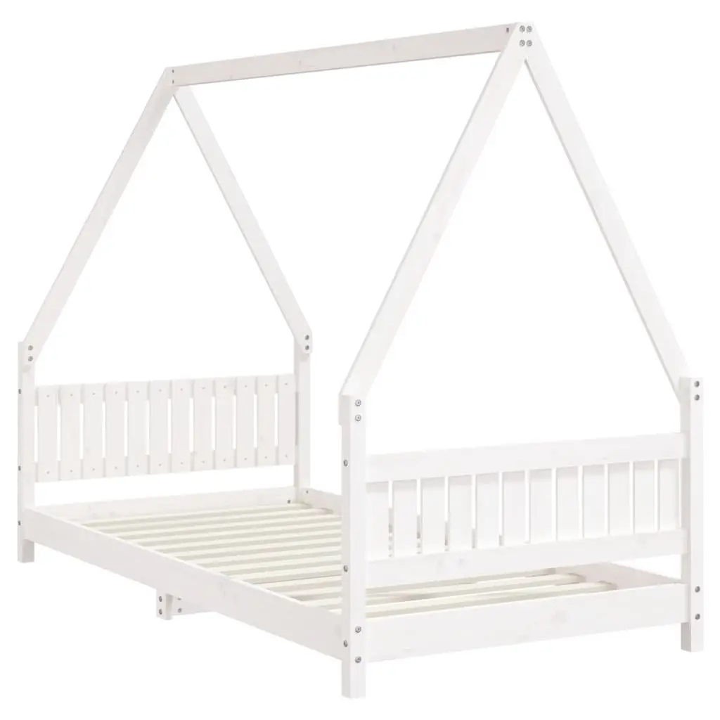 Kids Bed Frame White 90x190 cm Solid Wood Pine House Design Low Toddler