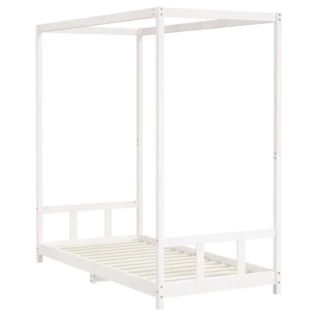 Kids Bed Frame White 90x190 cm Solid Wood Pine Canopy Toddler Single Bed