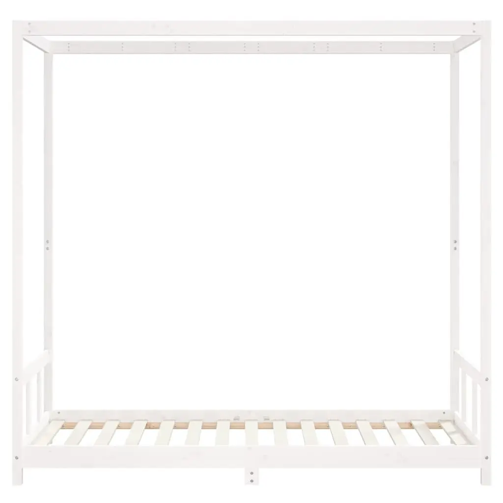 Kids Bed Frame White 90x190 cm Solid Wood Pine Canopy Toddler Single Bed