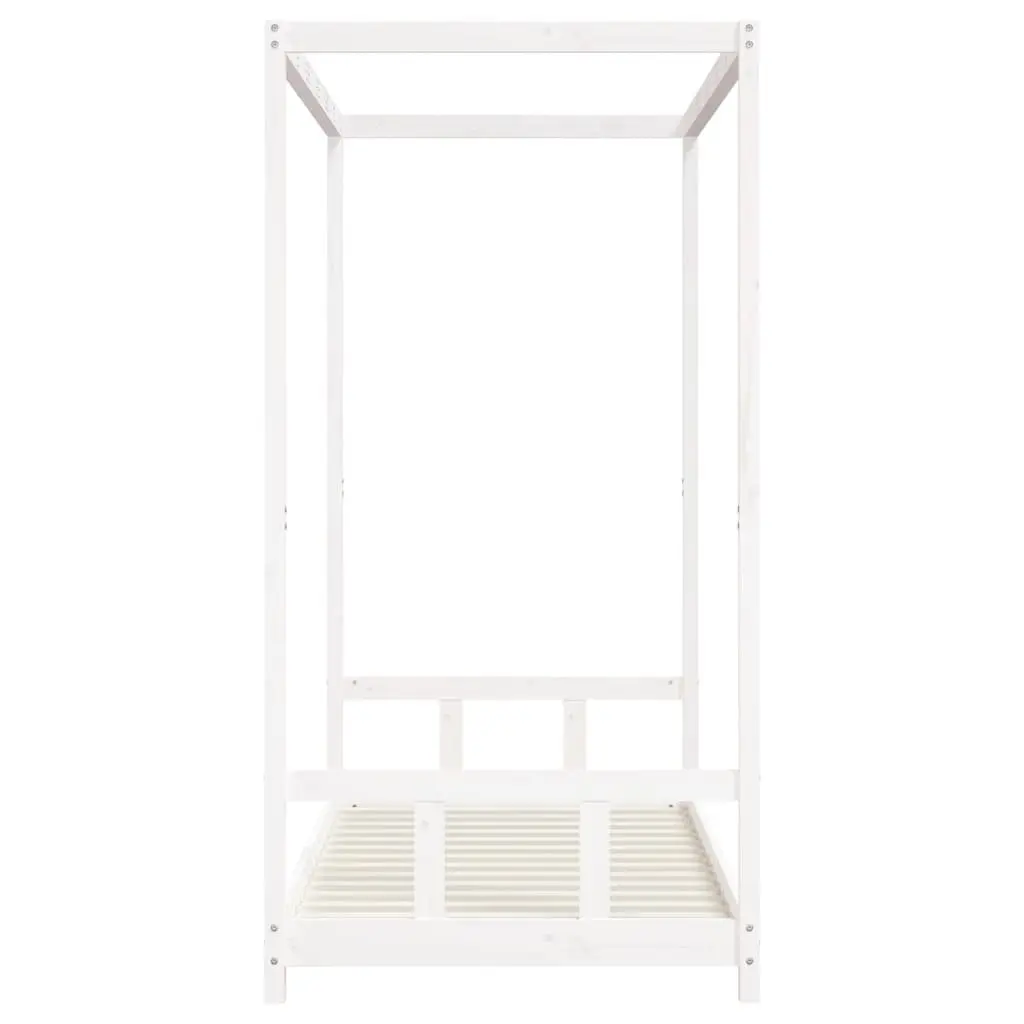 Kids Bed Frame White 90x190 cm Solid Wood Pine Canopy Toddler Single Bed