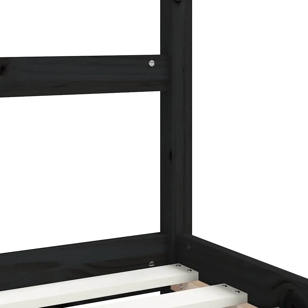 Kids Bed Frame Black 90x190 cm Wooden Slats Canopy Toddler Single Bed