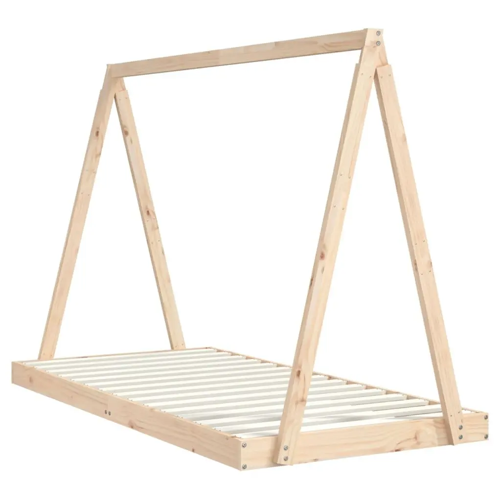 Kids Bed Frame 90x190 cm Solid Wood Pine Tipi Design Brown Toddler Bedroom