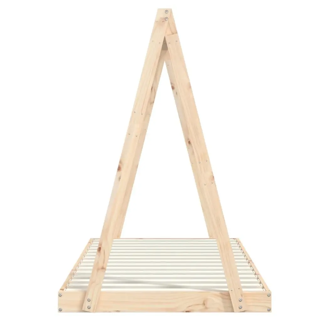 Kids Bed Frame 90x190 cm Solid Wood Pine Tipi Design Brown Toddler Bedroom