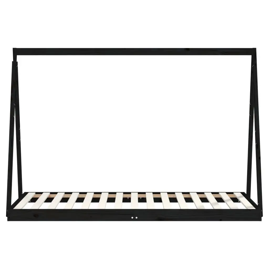 Kids Bed Frame 90x190cm Solid Wood Pine Toddler Tipi Design Black Single Bed
