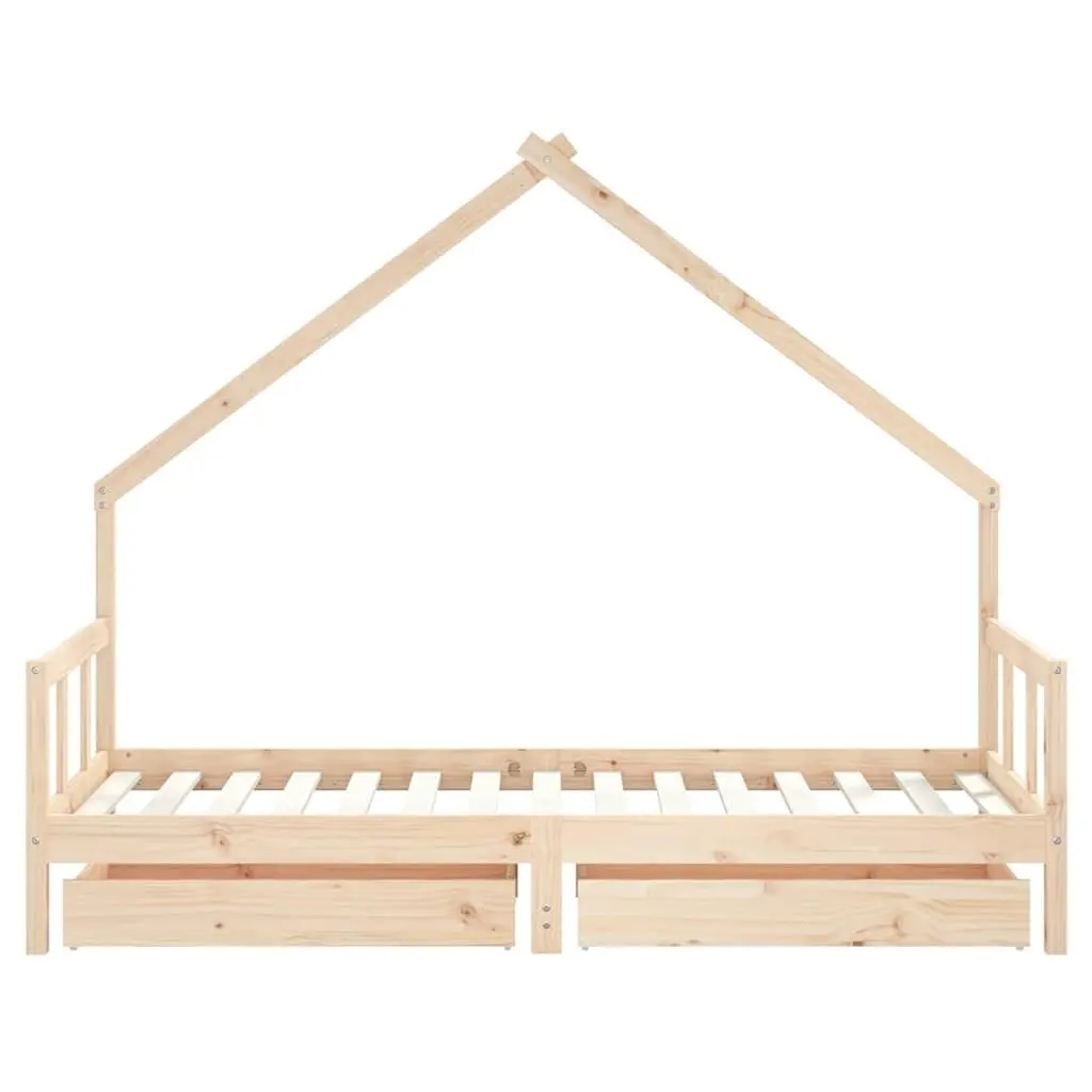 Kids Bed Frame with Storage Drawers 90x190 cm Solid Pine Wood Toddler