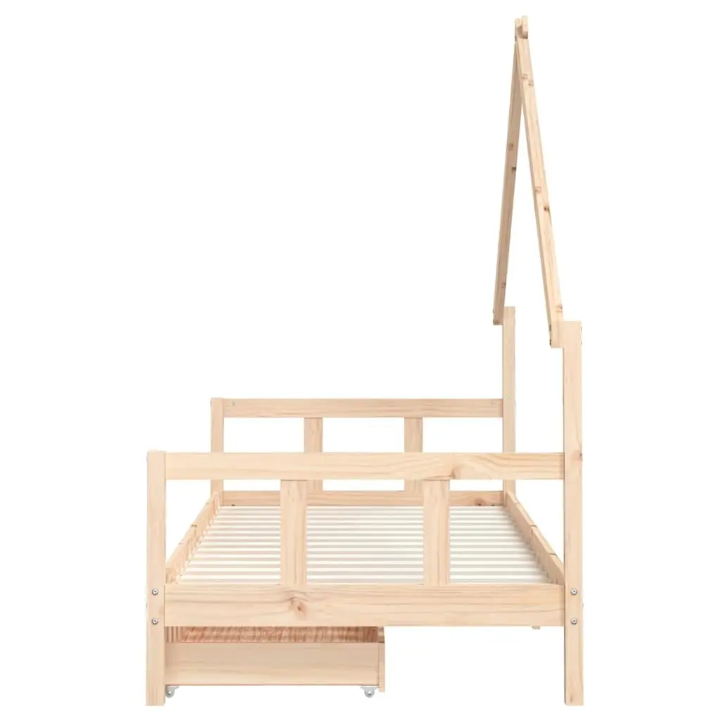 Kids Bed Frame with Storage Drawers 90x190 cm Solid Pine Wood Toddler