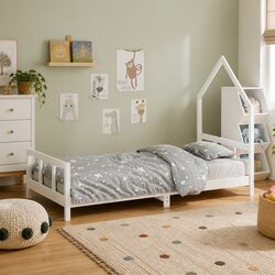 Kids Wooden Bed Frame - Pine House Design, Easy Access