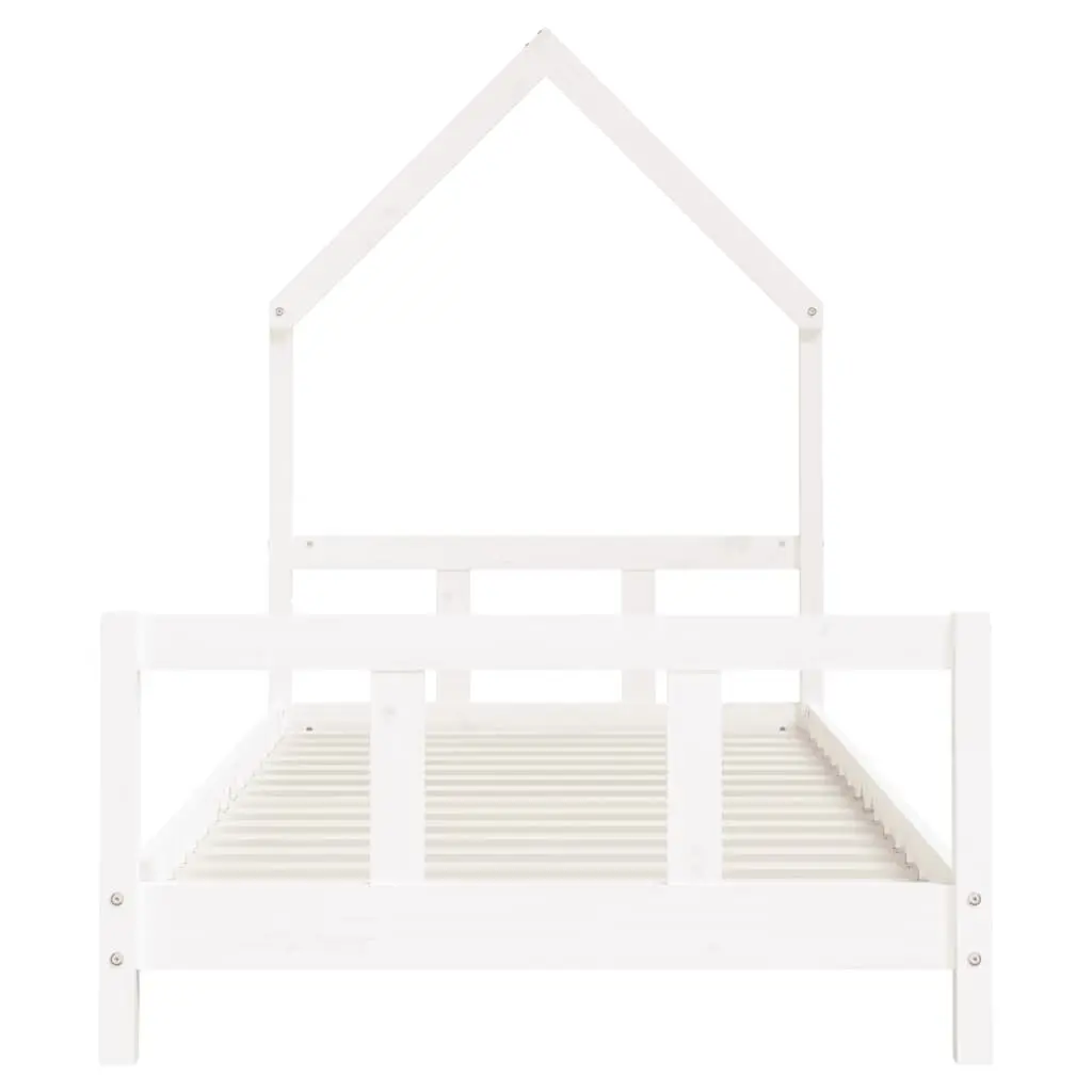 Kids Bed Frame White 92x187cm Single Solid Pine Wood House Bed Toddler Bedroom