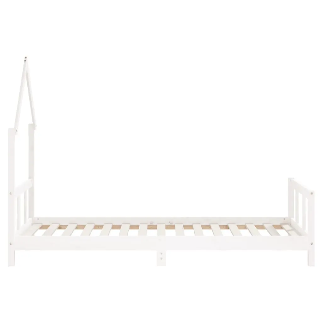 Kids Bed Frame White 92x187cm Single Solid Pine Wood House Bed Toddler Bedroom