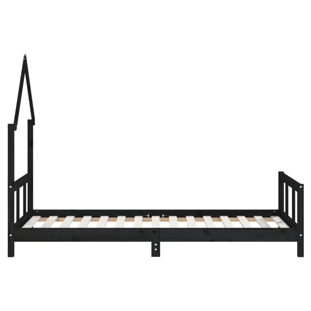 Kids Bed Frame Single House Design Low-Profile Toddler Bedroom Furniture Black