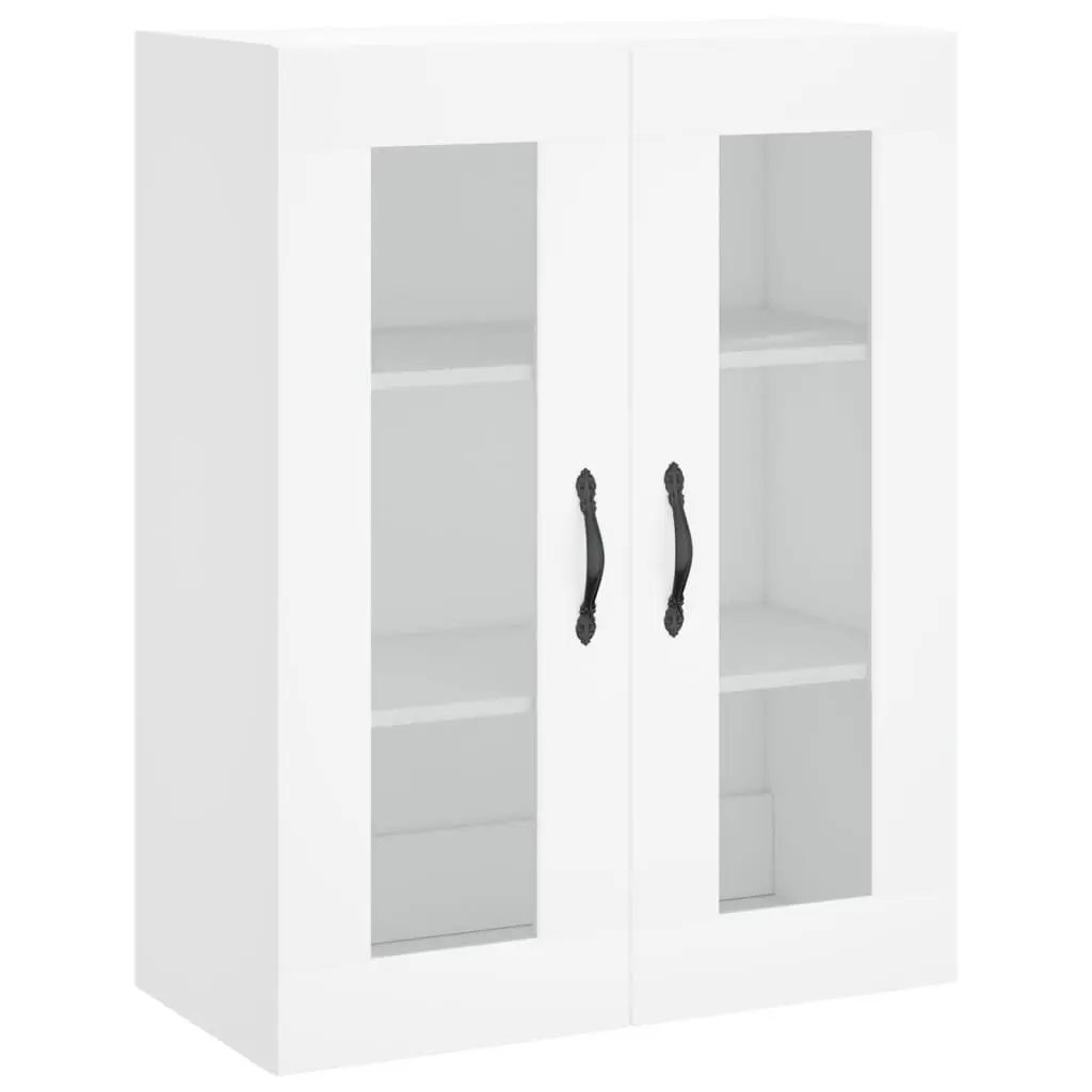 Wall Mounted Cabinet White Engineered Wood Storage Cupboard 3 Compartments