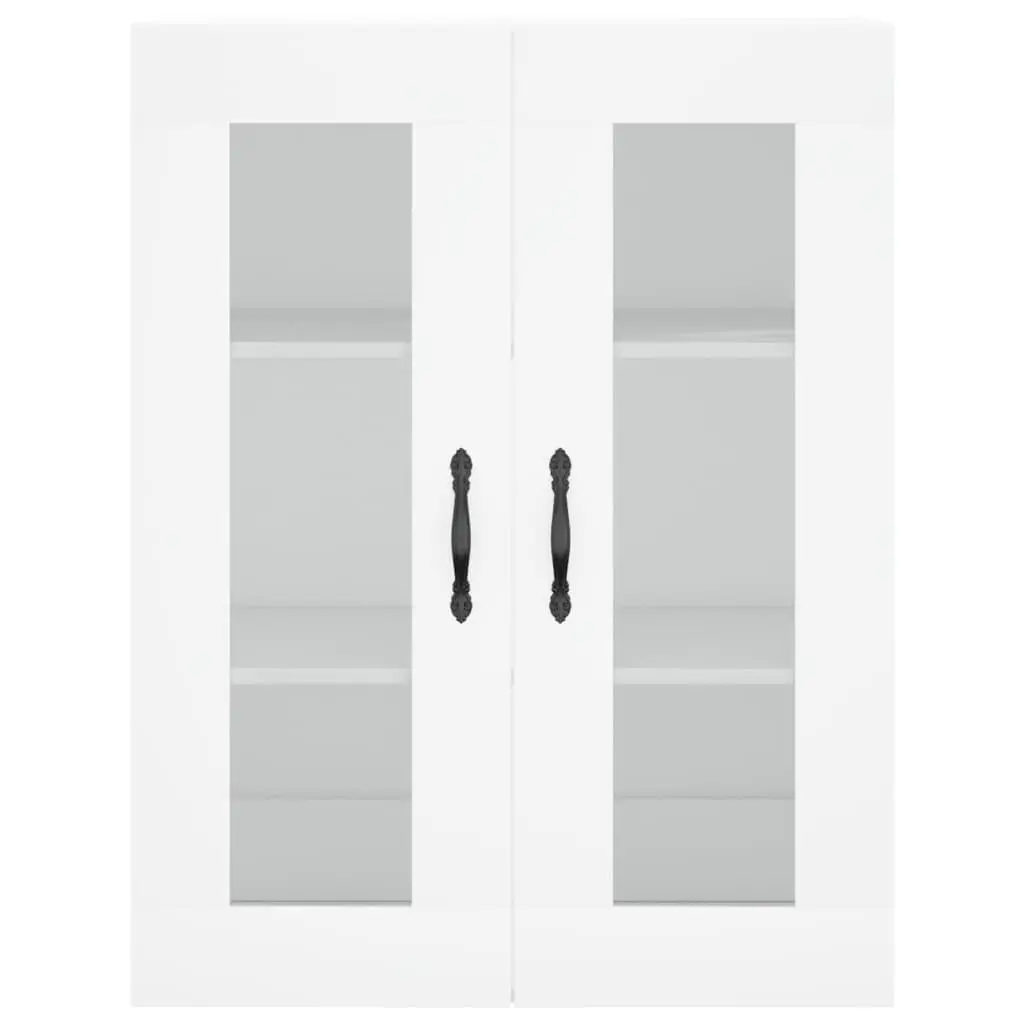 Wall Mounted Cabinet White Engineered Wood Storage Cupboard 3 Compartments