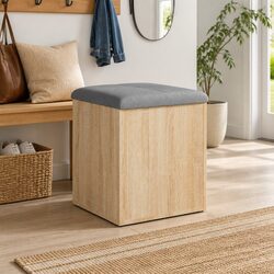 Compact Sonoma Oak Storage Bench for Any Entryway 42x42x45 cm