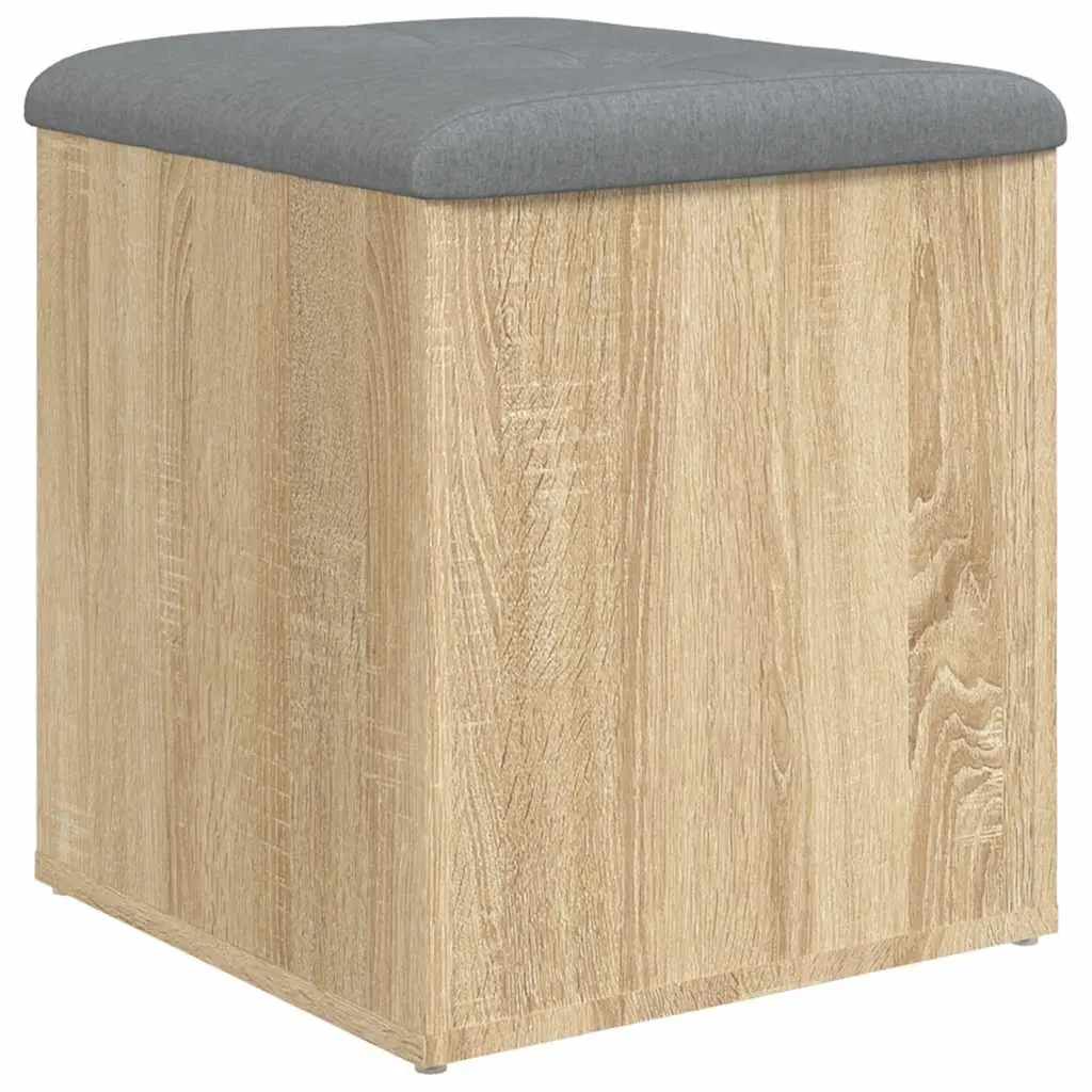 Storage Bench Brown Sonoma Oak 42x42x45 cm Padded Seat Cushion Large Storage Compartment