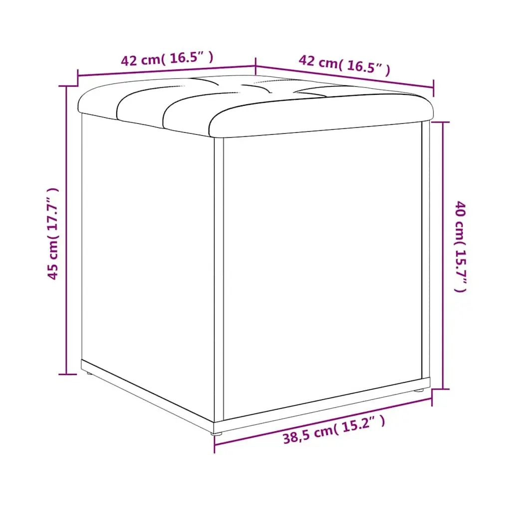 Storage Bench Brown Sonoma Oak 42x42x45 cm Padded Seat Cushion Large Storage Compartment