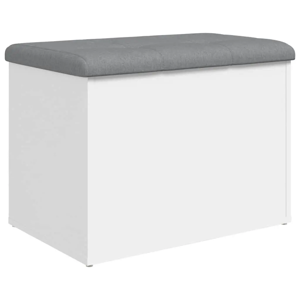 Storage Bench White 62L x 42W x 45H cm Padded Cushion Lid