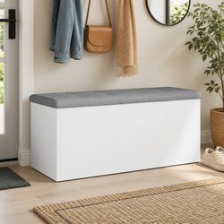 Concise White Storage Bench for Hallway Organization