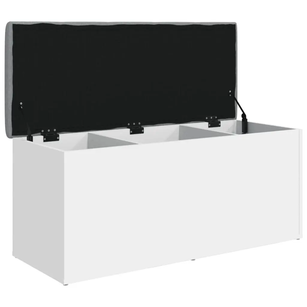 Storage Bench White Engineered Wood 102x42x45cm Padded Seat for Hallway and Living Room Organization