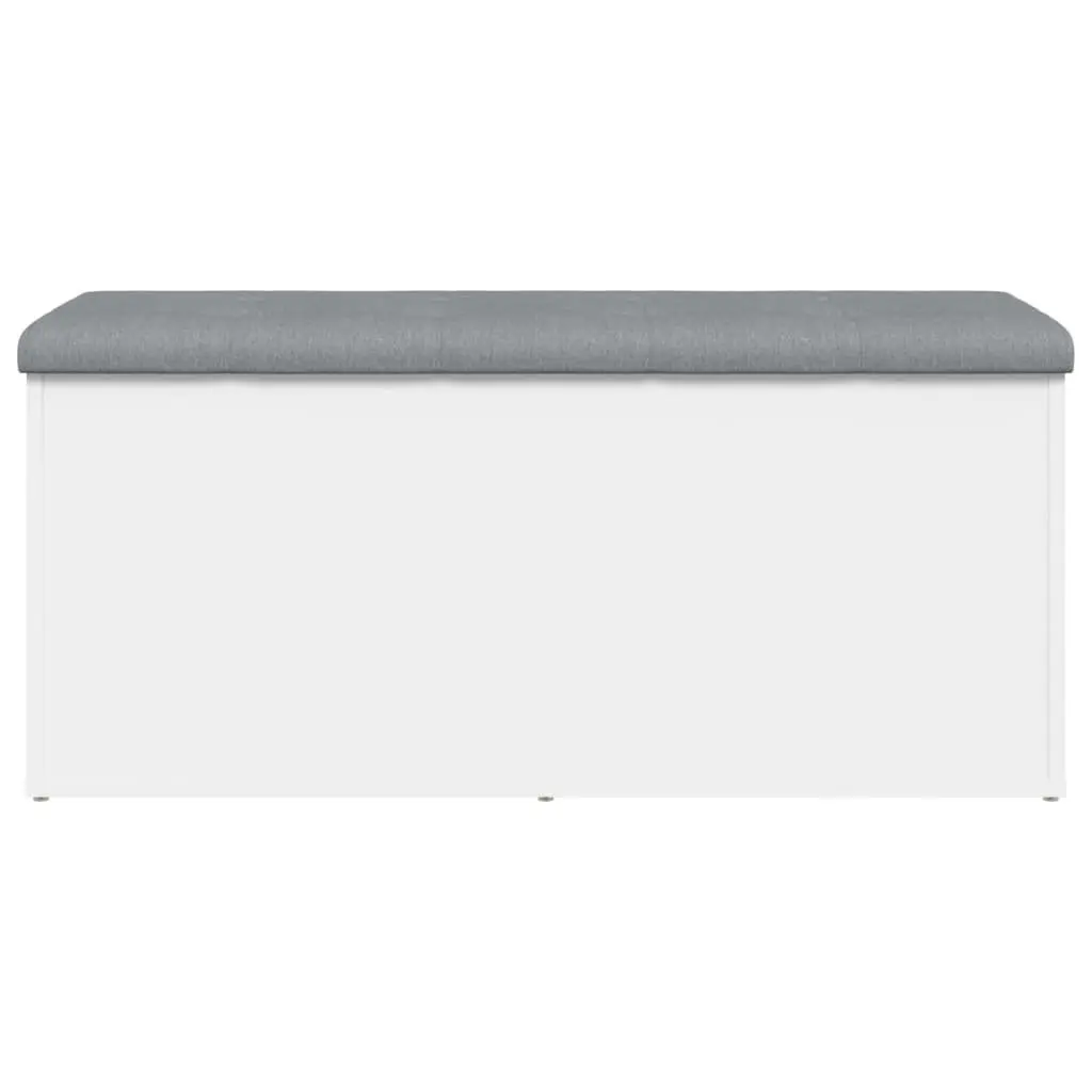 Storage Bench White Engineered Wood 102x42x45cm Padded Seat for Hallway and Living Room Organization