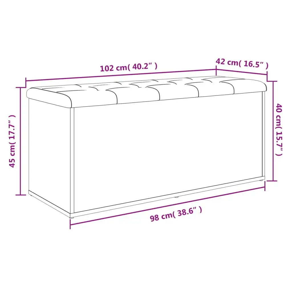 Storage Bench White Engineered Wood 102x42x45cm Padded Seat for Hallway and Living Room Organization
