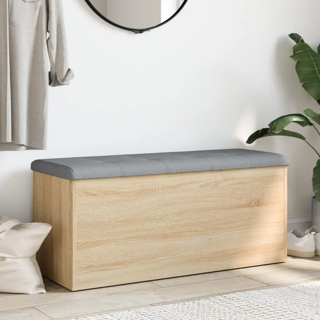 Storage Bench Brown Engineered Wood Padded Seat Hallway Shoe Organiser