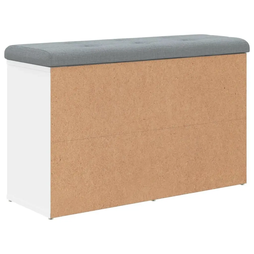White Shoe Bench Padded Cushion Storage Seating Engineered Wood for Hallway Entryway 82L x 32W x 50H cm