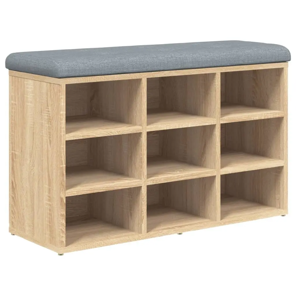 Shoe Bench Brown Engineered Wood Padded Seat Storage for Entryway Hallway 82x32x50cm