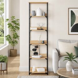 Bookshelf with 5 Compartments and Industrial Style