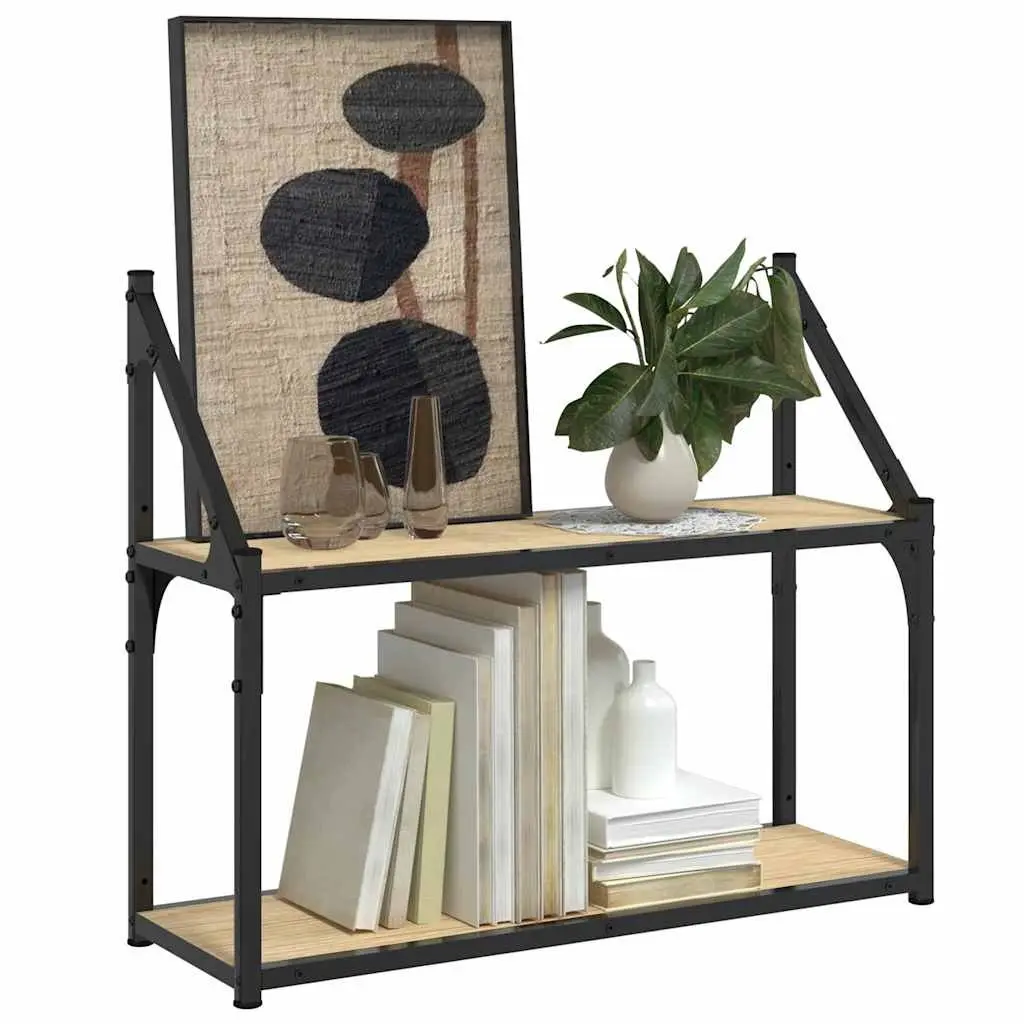 2-Tier Wall Shelf Floating Display Storage Engineered Wood Brown Home Office