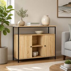 Brown Engineered Wood Storage Cabinet