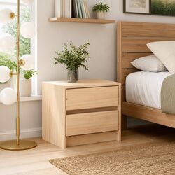 Concise and Stylish 2-Drawer Pine Wood Cabinet