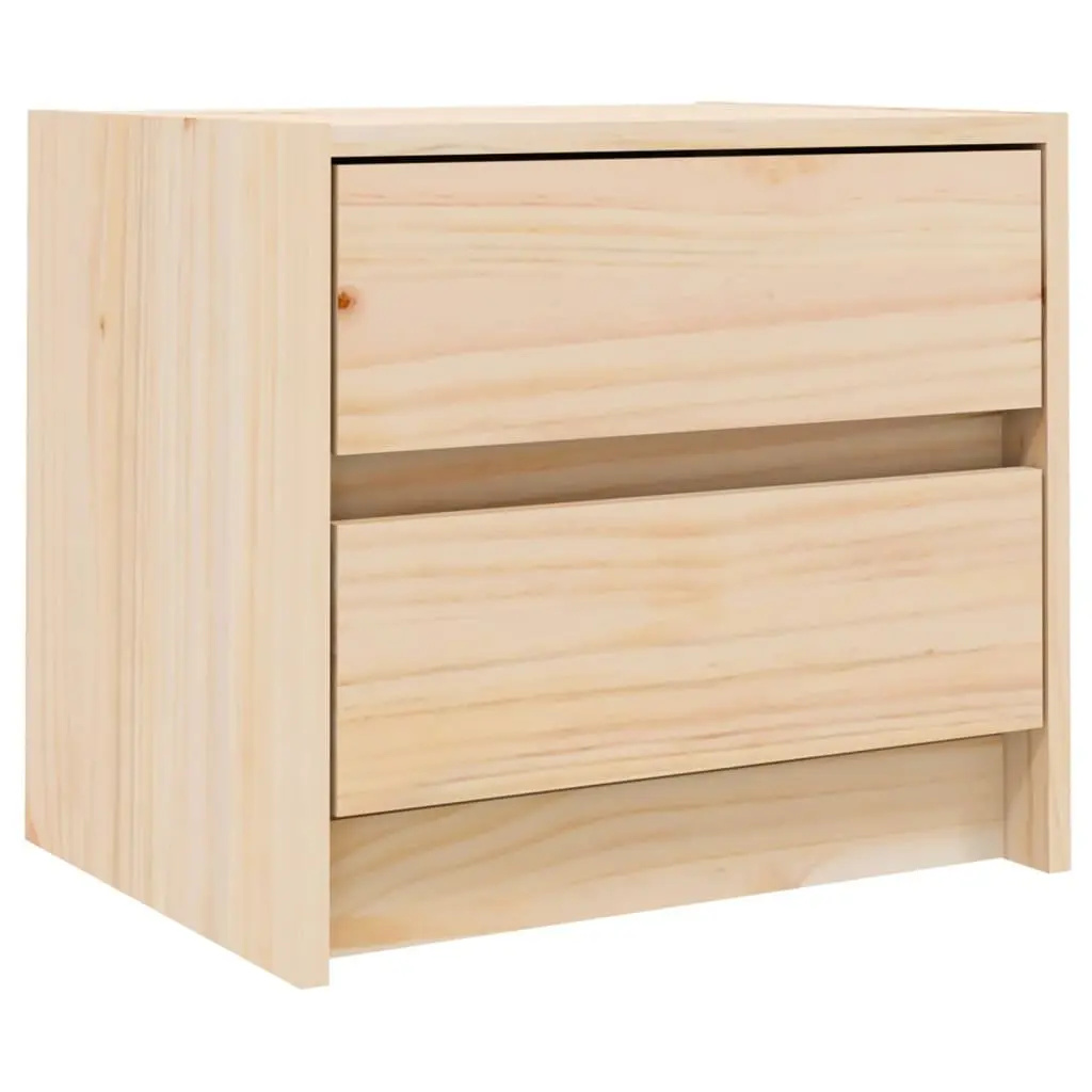 Bedside Cabinet Brown 40x31x35.5 cm Solid Pine Wood 2 Drawer Bedroom Storage Table