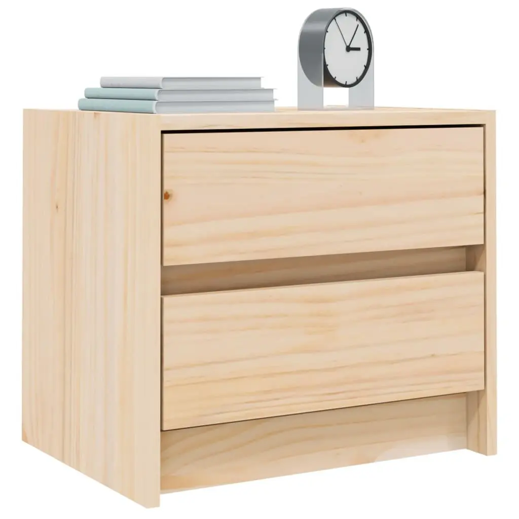 Bedside Cabinet Brown 40x31x35.5 cm Solid Pine Wood 2 Drawer Bedroom Storage Table