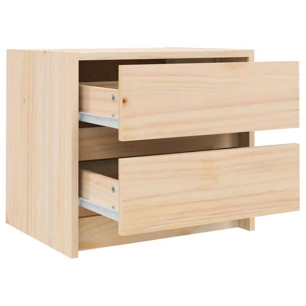 Bedside Cabinet Brown 40x31x35.5 cm Solid Pine Wood 2 Drawer Bedroom Storage Table