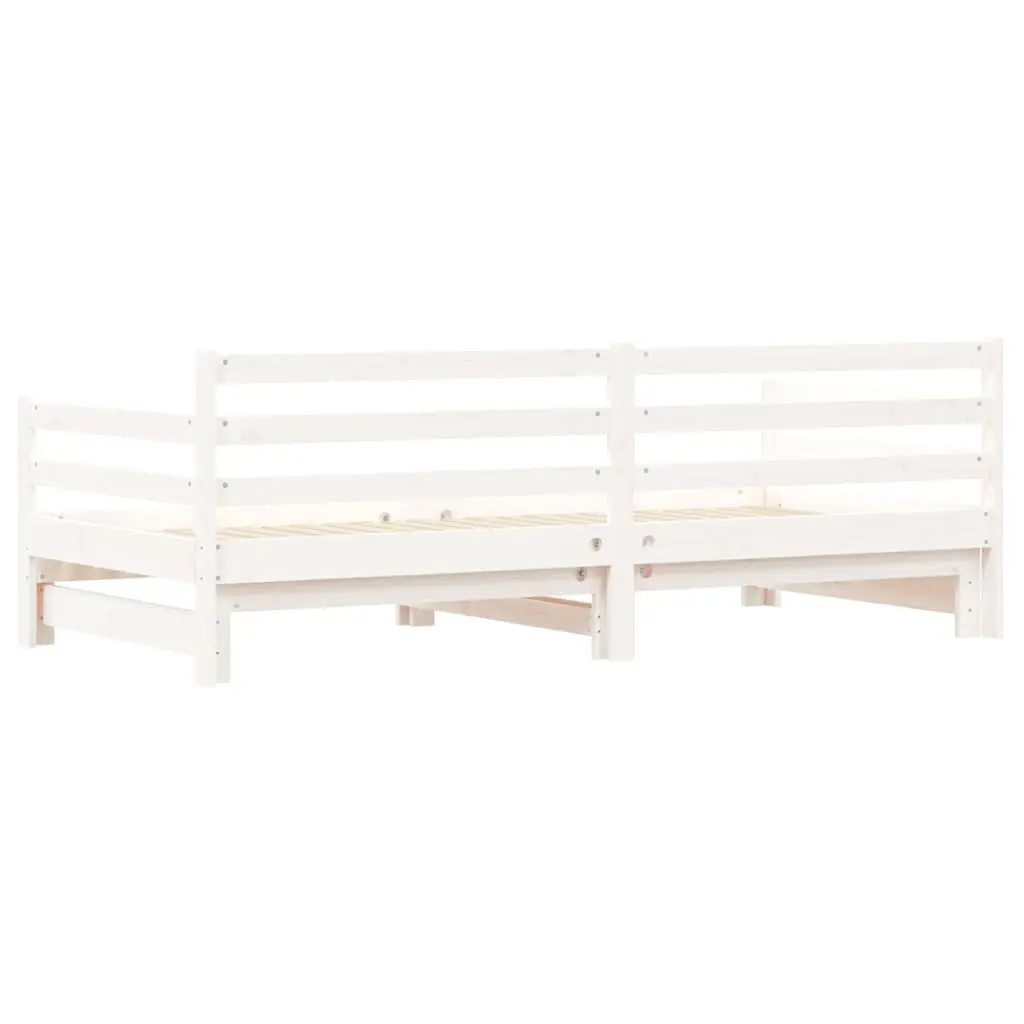 White Solid Wood Daybed with Trundle Guest Bed Frame Sofa 90x190 cm Storage