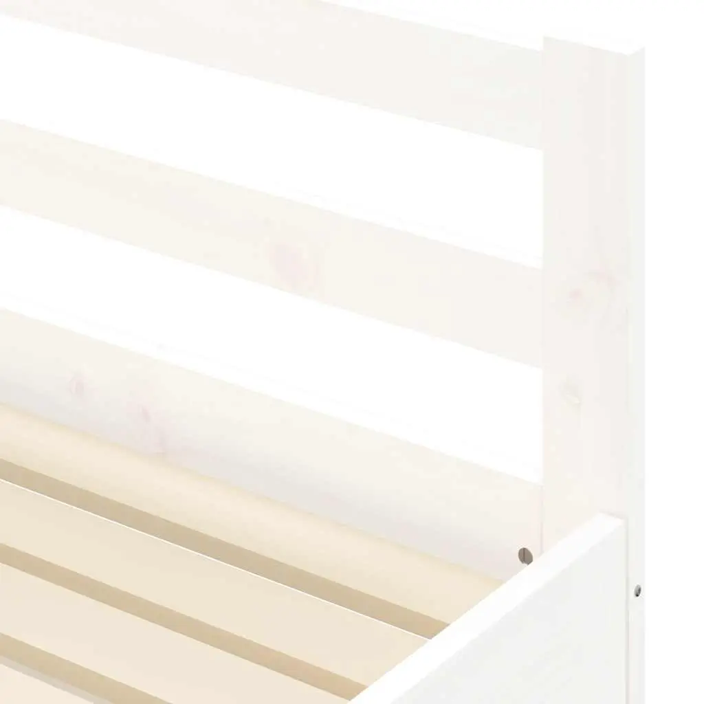 White Solid Wood Daybed with Trundle Guest Bed Frame Sofa 90x190 cm Storage