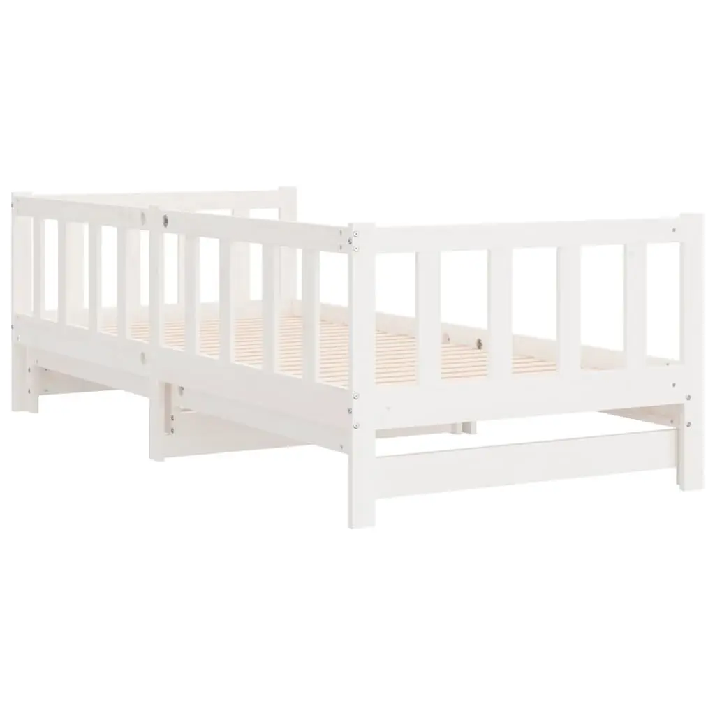 Day Bed White 90x190 cm Solid Wood Slatted Base Pull-Out Trundle