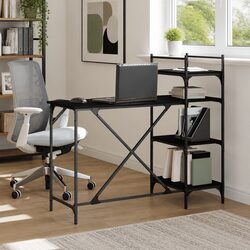 Black Computer Desk with Shelves