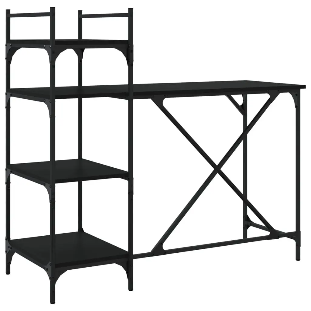Computer Desk Black 120 x 47 x 109 cm Integrated Shelves Storage Organiser