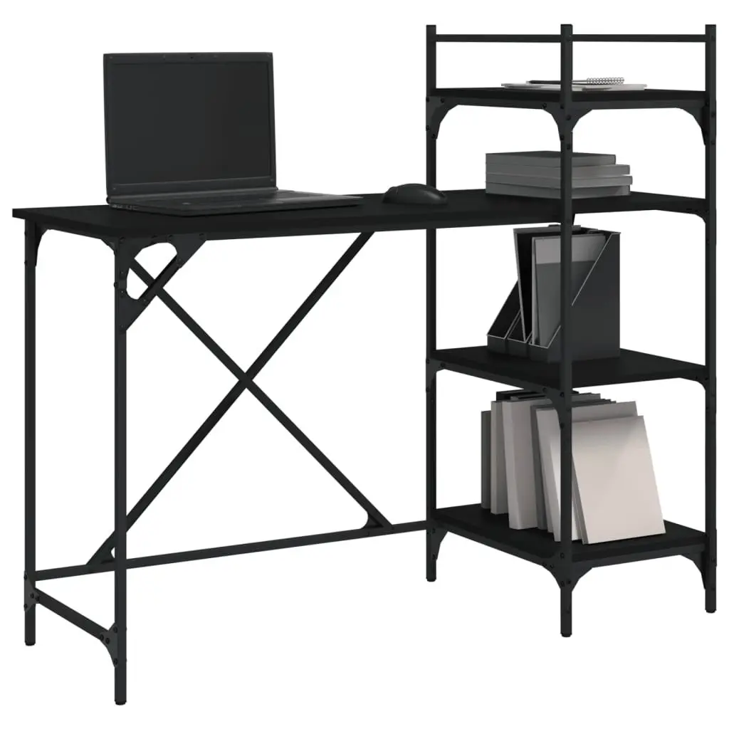 Computer Desk Black 120 x 47 x 109 cm Integrated Shelves Storage Organiser