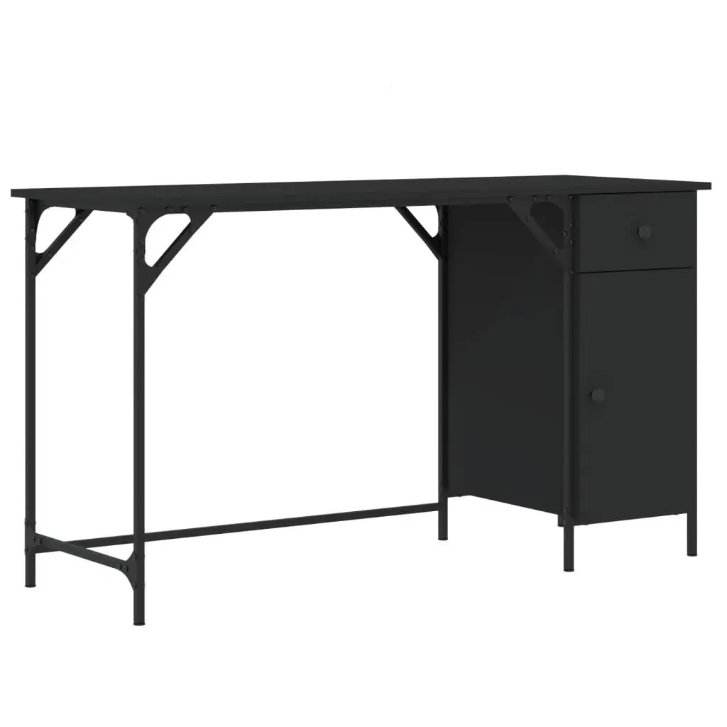 Computer Desk Black 131x48x75 cm Home Office Workspace with Storage