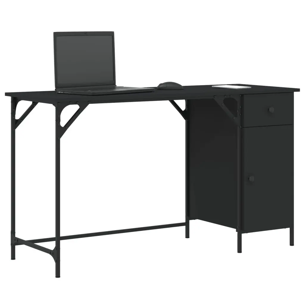 Computer Desk Black 131x48x75 cm Home Office Workspace with Storage