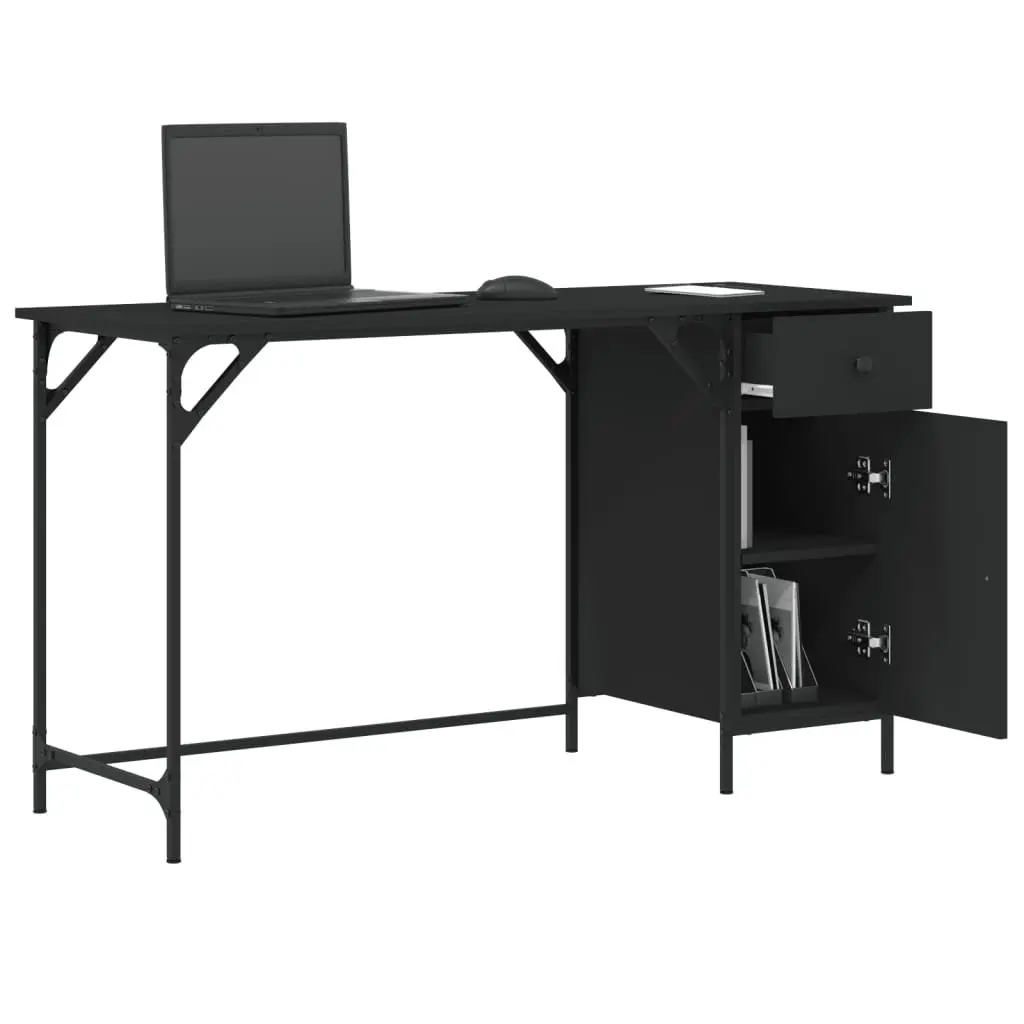Computer Desk Black 131x48x75 cm Home Office Workspace with Storage