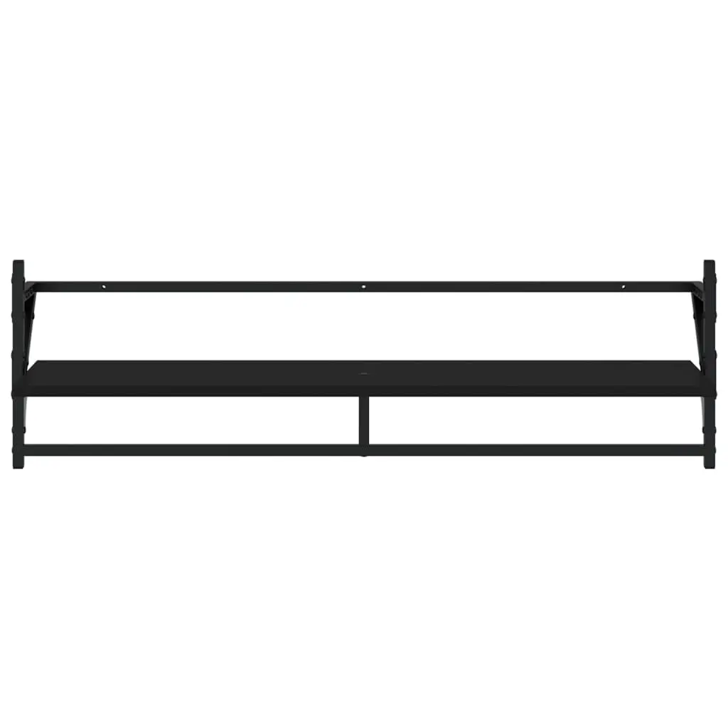 Wall Shelf Set Black 6 Piece Floating Shelves with Bars Organiser Display