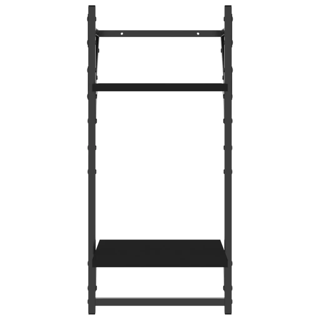 Wall Shelf Set Black 6 Piece Floating Shelves with Bars Organiser Display