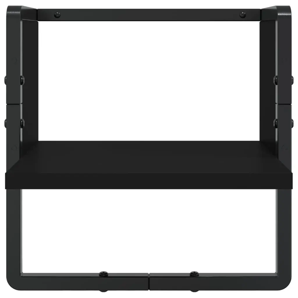 Wall Shelf Set Black 4 Piece Floating Display Shelves with Bars