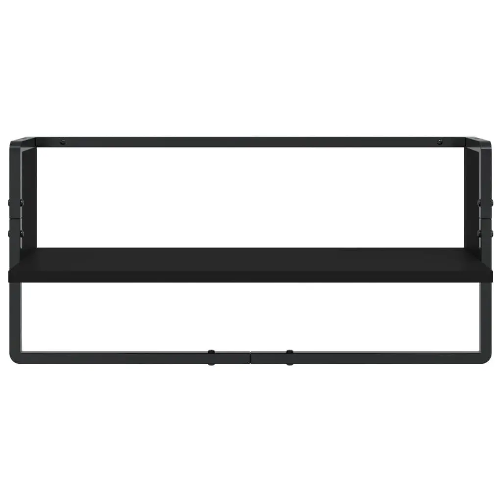 Wall Shelf Set Black 4 Piece Floating Display Shelves with Bars