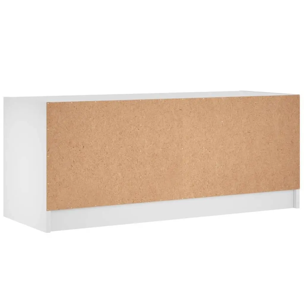 TV Cabinet White 102x37x42 cm Glass Doors Media Storage Unit