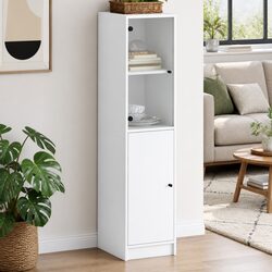 White Highboard with Glass Door 35x37x142cm